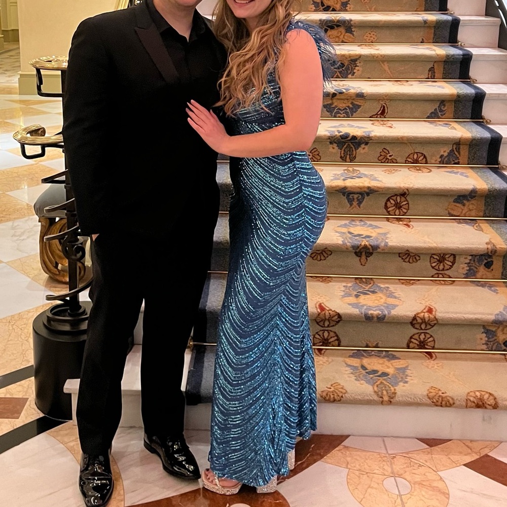 blue sequin gown!